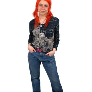 Cactus Long Sleeve Graphic Sequined  T-Shirt size small